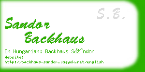 sandor backhaus business card